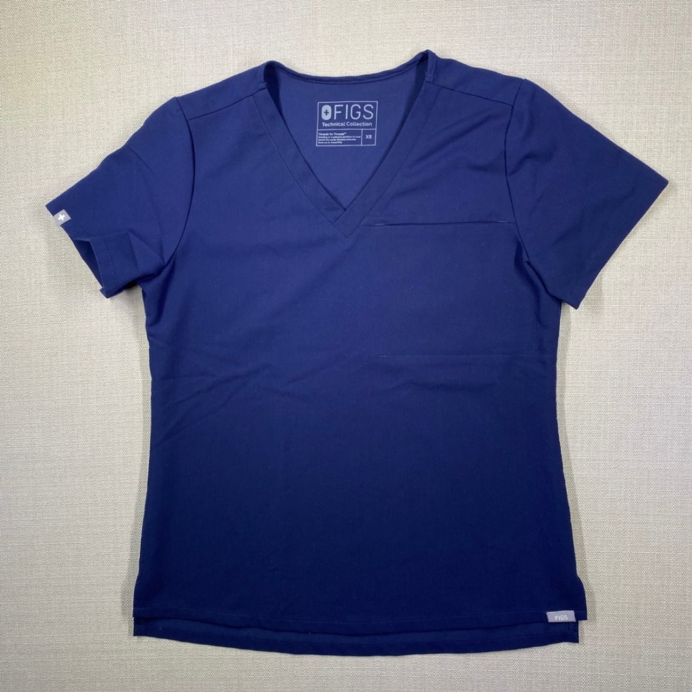 FIGS Technical Collection V-Neck Scrub Top Navy Blue XS
